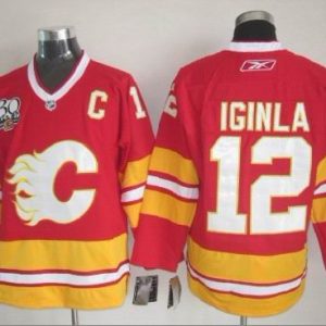 NHL Calgary Flames #12 Iginla Red Jersey with C Patch