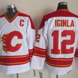 NHL Calgary Flames #12 Iginla White Jersey with C Patch