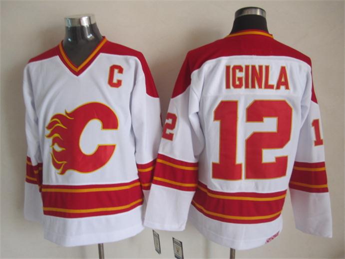 NHL Calgary Flames #12 Iginla White Jersey with C Patch