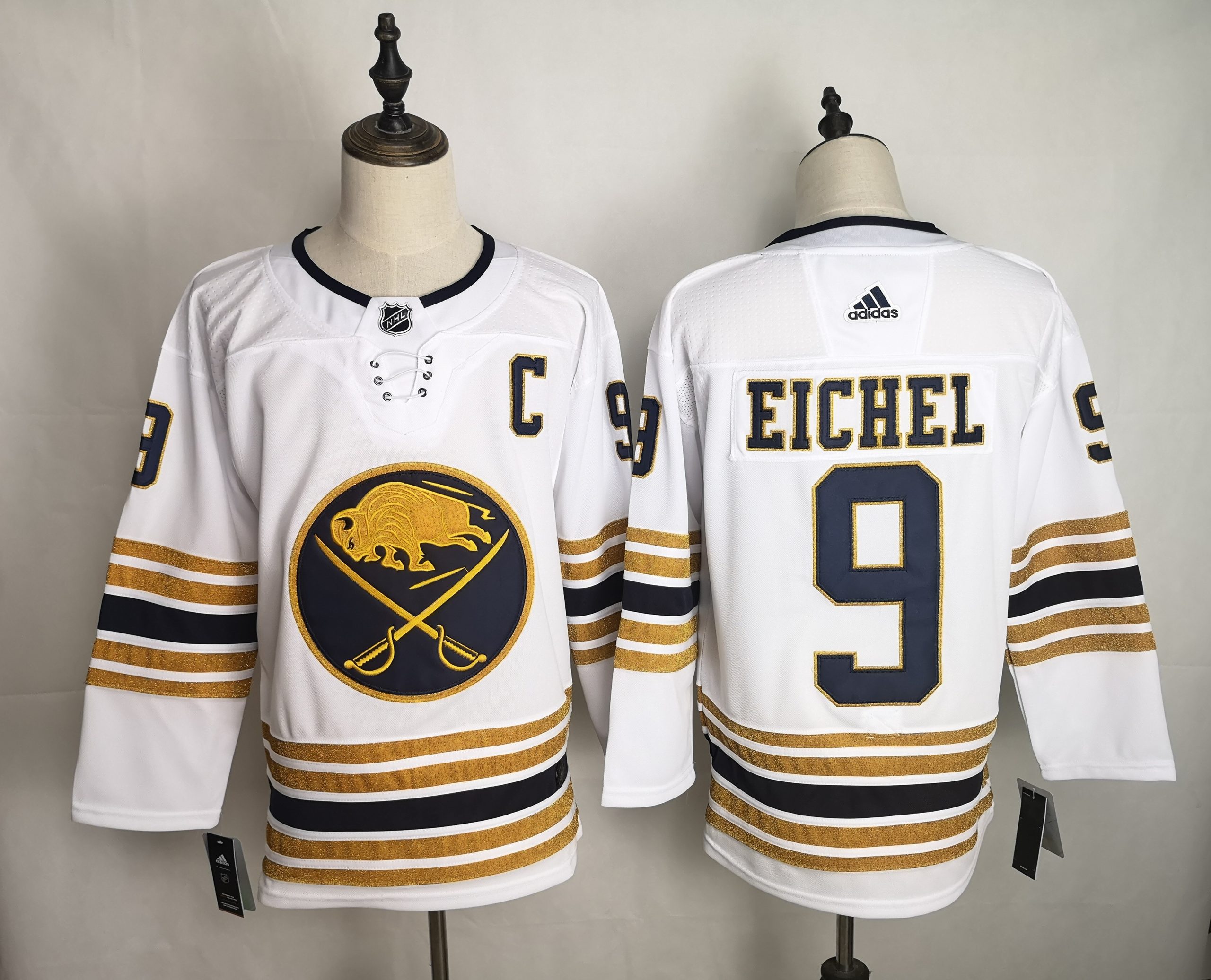 NHL Sabres #9 Jack Eichel White 50th anniversary Adidas Men Jersey