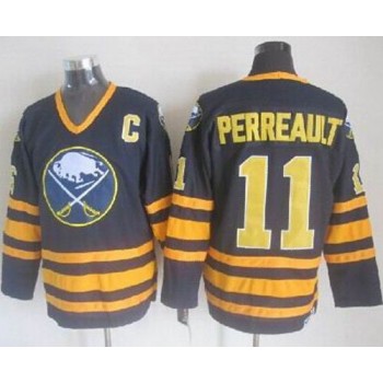 NHL Sabres 11 Gilbert Perreault Navy Blue CCM Throwback Men Jersey