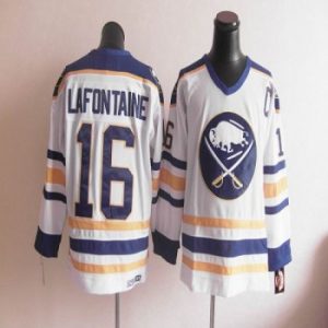 NHL Sabres 16 Lafontaine White CCM Throwback Men Jersey
