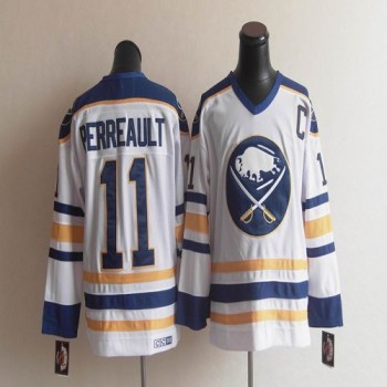 NHL Sabres 11 Perreault White CCM Throwback Men Jersey