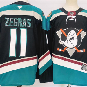 Men's Anaheim Ducks #11 Trevor Zegras Black/Teal 2024-25 Stitched Jersey