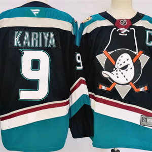 Men's Anaheim Ducks #9 Paul Kariya Black/Teal 2024-25 Stitched Jersey