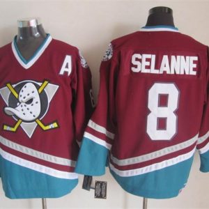 NHL Anaheim Ducks #8 Selanne Red Jersey with A Patch