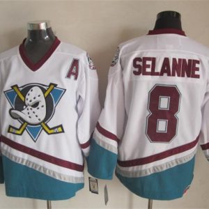 NHL Anaheim Ducks #8 Selanne White Jersey with A Patch