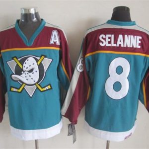 NHL Anaheim Ducks #8 Selanne Green Red Jersey with C Patch