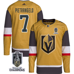 Men's Vegas Golden Knights #7 Alex Pietrangelo Gold 2023 Stanley Cup Champions Stitched Jersey