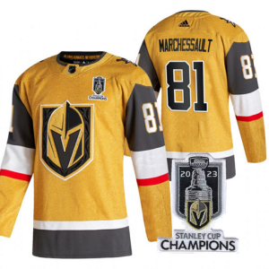 Men's Vegas Golden Knights #81 Jonathan Marchessault Gold 2023 Stanley Cup Champions Jersey
