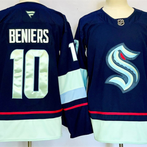 Men's Seattle Kraken #10 Matty Beniers Navy 2024-25 Home Stitched Hockey Jersey