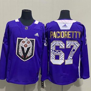 Men's Vegas Golden Knights #67 Max Pacioretty Purple Hispanic Heritage Warmup Jersey