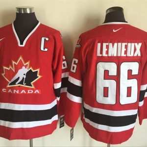 NHL Olympics #66 Lemieux Red Throwback Jersey