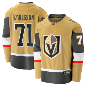 Men's Vegas Golden Knights #71 Karlsson Gold 2020/21 Alternate Premier Breakaway Jersey