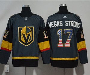 Vegas Golden Knights 17 Vegas Strong White USA Flag Adidas Stitched Jersey
