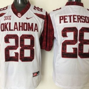 NCAA Oklahoma Sooners #28 Adrian Peterson White Jersey