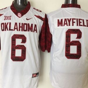 NCAA Oklahoma Sooners #6 Mayfield White 2016 Jersey