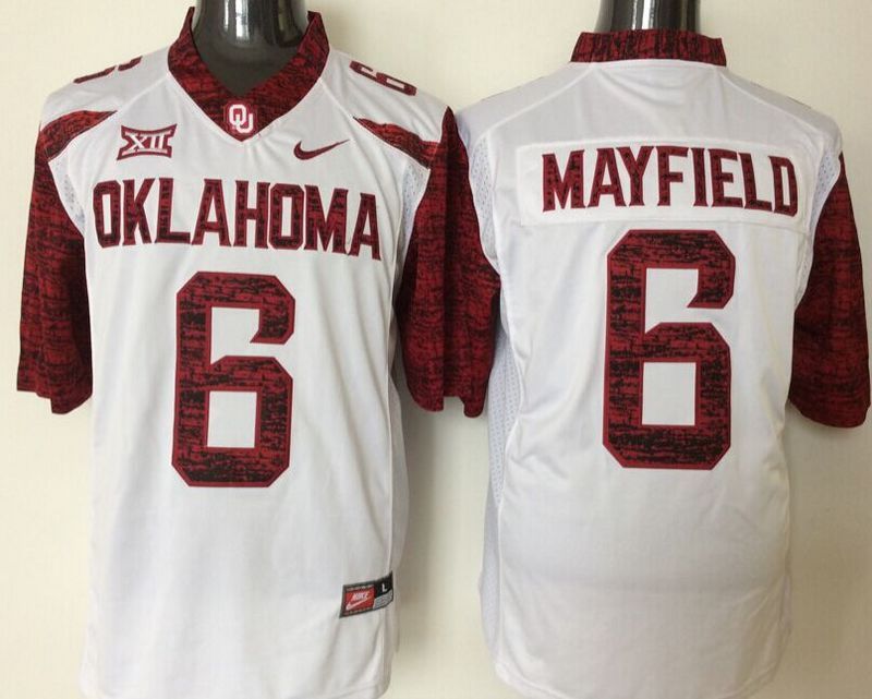 NCAA Oklahoma Sooners #6 Mayfield White 2016 Jersey