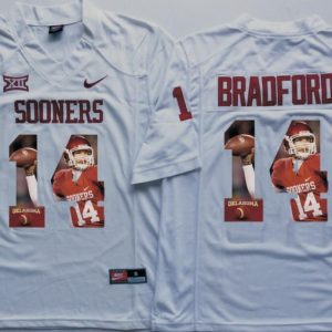 NCAA Oklahoma Sooners White #14 Bradford Fashion Jersey
