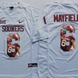 NCAA Oklahoma Sooners White #6 Mayfield Fashion Jersey