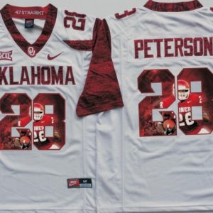 NCAA Oklahoma Sooners White Limited #28 Peterson Fashion Jersey