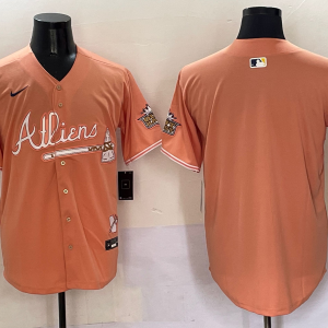 Men's Atlanta Braves Blank Peach 2024 Atliens & Peach With Outkast Patch Vapor Limited Jersey