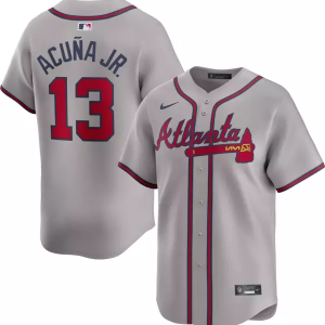 MLB Atlanta Braves #13 Ronald Acuña Jr. Grey Game Nike Jersey