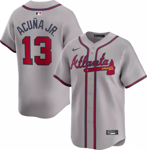 MLB Atlanta Braves #13 Ronald Acuña Jr. Grey Game Nike Jersey
