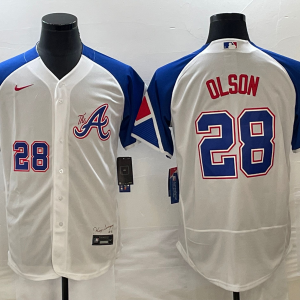 MLB Atlanta Braves #28 Matt Olson White 2023 City Connect FlexBase Elite Jersey