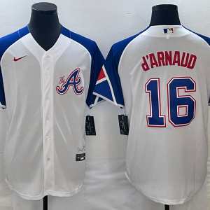 MLB Atlanta Braves #16 Travis D'Arnaud White 2023 City Connect Cool Base With Patch Jersey