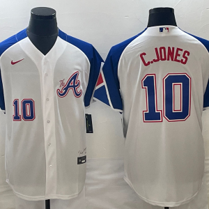 MLB Atlanta Braves #10 Chipper Jones White 2023 City Connect Cool Base With Patch Jersey