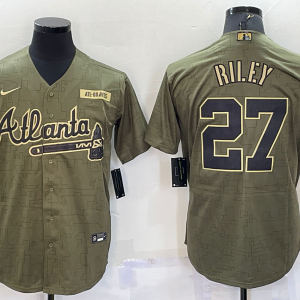 MLB Atlanta Braves #27 Austin Riley Camo Salute To Service Jersey