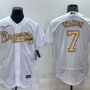 MLB Atlanta Braves #7 Dansby Swanson 2022 All-Star White Flex Base Elite Jersey