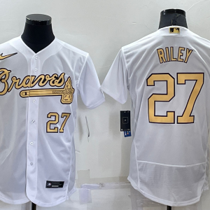 MLB Atlanta Braves #27 Austin Riley 2022 All-Star White Flex Base Elite Jersey