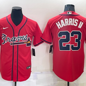 MLB Atlanta Braves #23 Harris II Red Game Nike Jersey