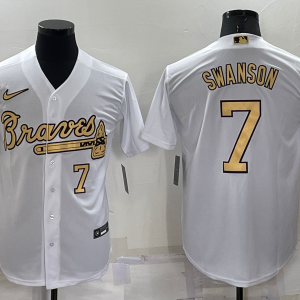 Men's Atlanta Braves #7 Dansby Swanson White 2022 All-Star Jersey