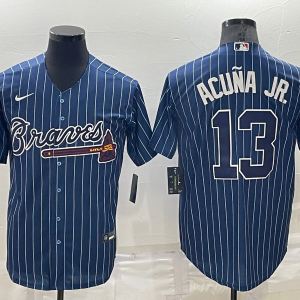 MLB  Atlanta Braves #13 Ronald Acuña Jr. Navy Blue Nike Game Jersey