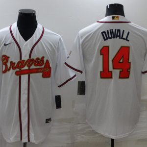 MLB Atlanta Braves #14 Duvall 2022 White/Gold World Series Champions Program Jersey