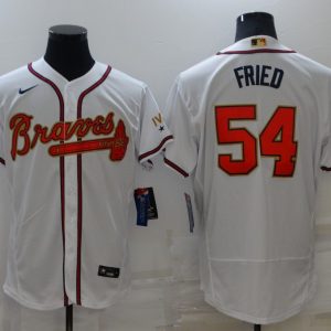 MLB Atlanta Braves #54 Max Fried 2022 White/Gold World Series Champions Program Flex Elite Jersey