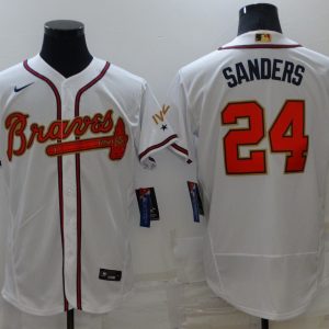 MLB Atlanta Braves #24 Deion Sanders 2022 White/Gold World Series Champions Program Flex Elite Jersey
