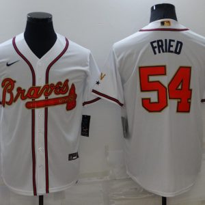 MLB Atlanta Braves #54 Max Fried 2022 White/Gold World Series Champions Program Jersey