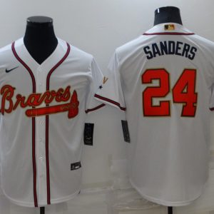 MLB Atlanta Braves #24 Deion Sanders 2022 White/Gold World Series Champions Program Jersey