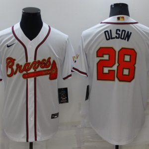 MLB Atlanta Braves #28 Matt Olson 2022 White/Gold World Series Champions Program Jersey
