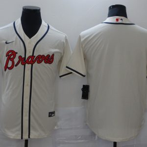 MLB Atlanta Braves Blank Cream Game Nike Jersey