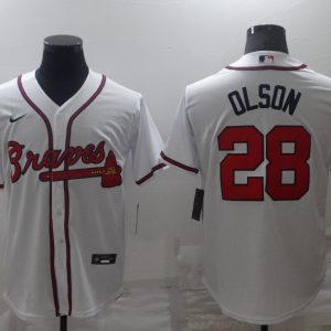 Men's Atlanta Braves #28 Matt Olson White Game Nike Jersey