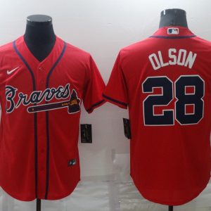Men's Atlanta Braves #28 Matt Olson Red Game Nike Jersey