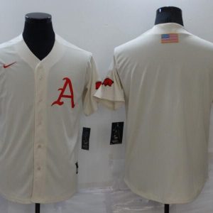 MLB Atlanta Braves Blank Cream Game Nike Jersey