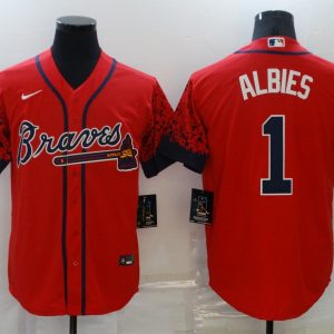MLB Atlanta Braves #1 Ozzie Albies Red Jersey