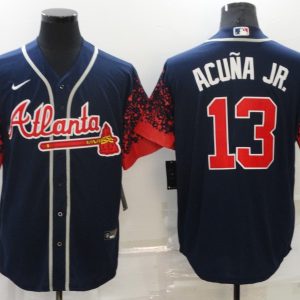 MLB Atlanta Braves #13 Ronald Acuña Jr. Navy Jersey