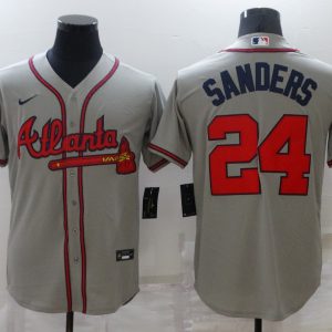 MLB Atlanta Braves #24 Sanders Grey Game Nike Jersey